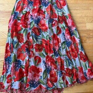 Floral Red and Green Women's Skirt